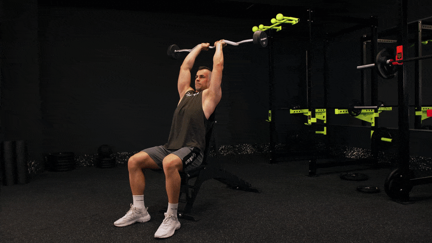 Како изводити екстензију трицепса иза главе са EZ шипком док седите?