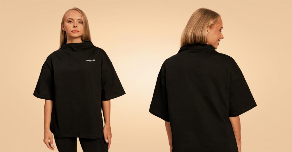 Ženska majica velike veličine Bliss crna - BeastPink 