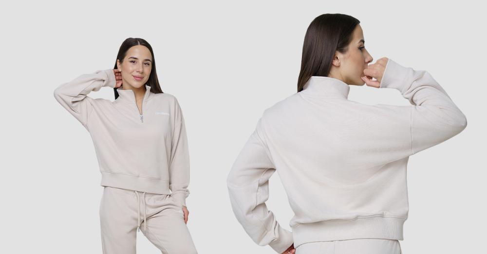 Ženska dukserica Agile 1/2 Zip Desert - GymBeam