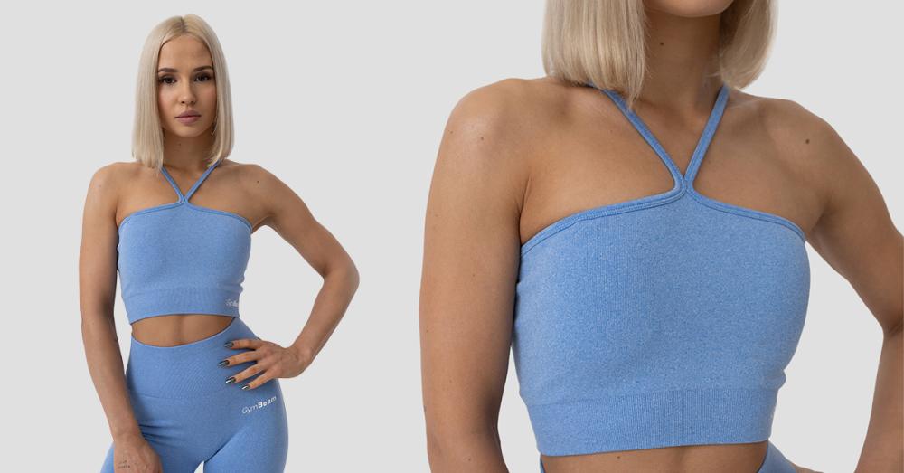 Halter FLO Sports Bra  Blue  - GymBeam