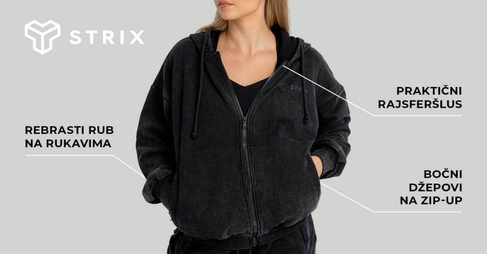 Ženska kapulja sa rajsferšlusom, crna - STRIKS