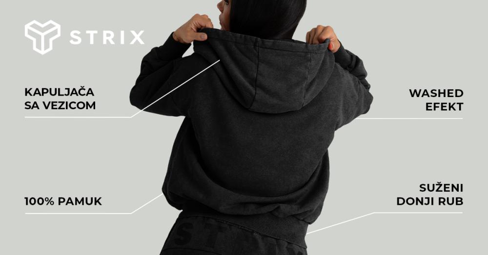 Ženska kapulja sa rajsferšlusom, crna - STRIKS