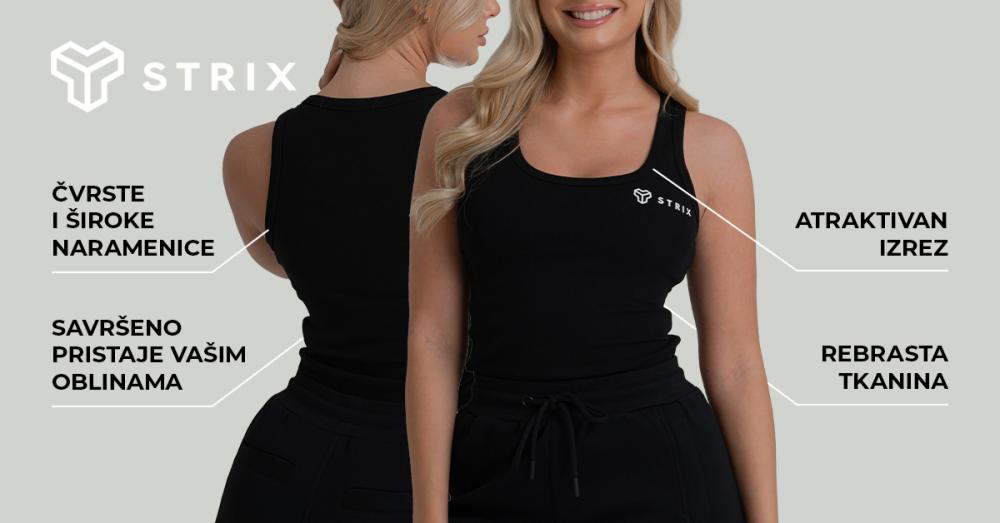 Ženska rebrasta majica bez rukava crna - STRIKS
