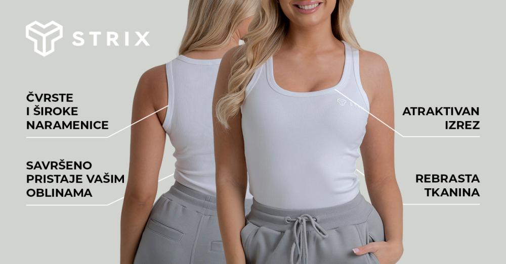 Ženska rebrasta majica bez rukava crna - STRIKS