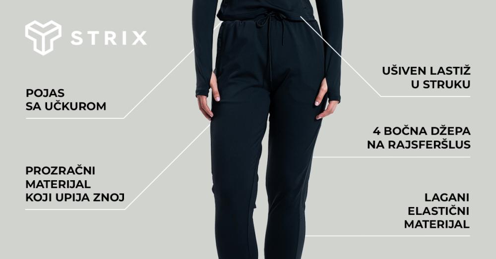 Ženske ULTRA crne sportske pantalone - STRIKS