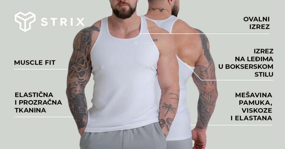 Rebrasta majica bez rukava crna - STRIKS