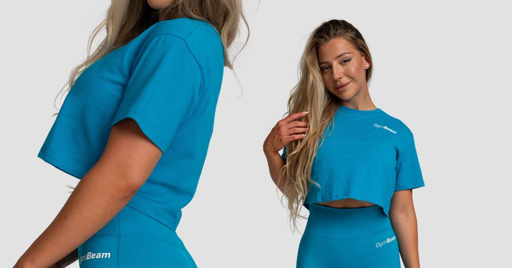 Ženski Crop Top Limitless Aquamarine - GymBeam