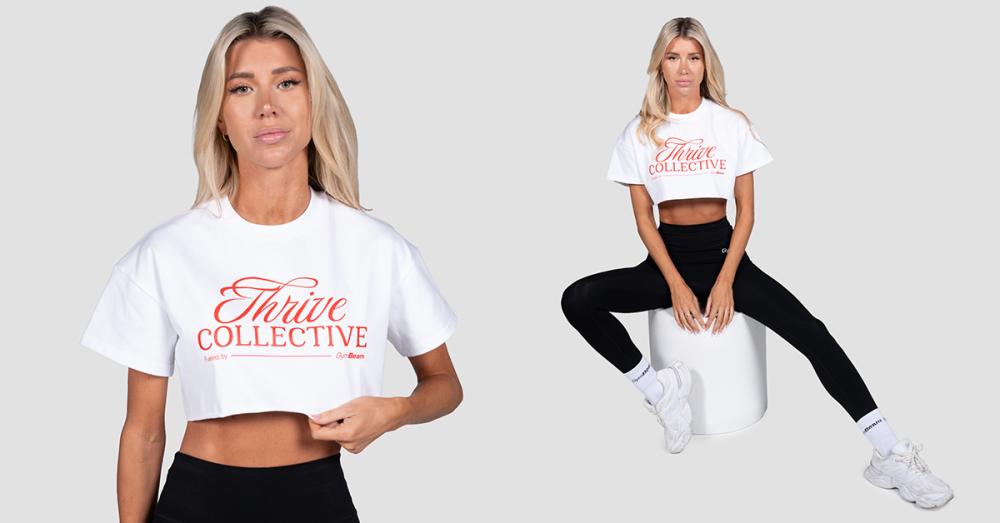 Ženska cropped majica Thrive Black - GymBeam