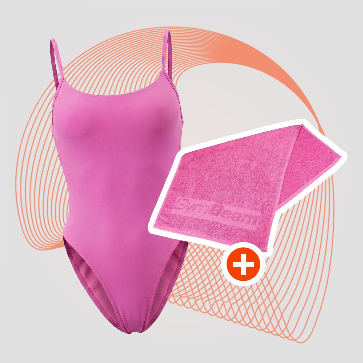 Jednodelni kupaći kostim ARUBA Pink - GymBeam + poklon