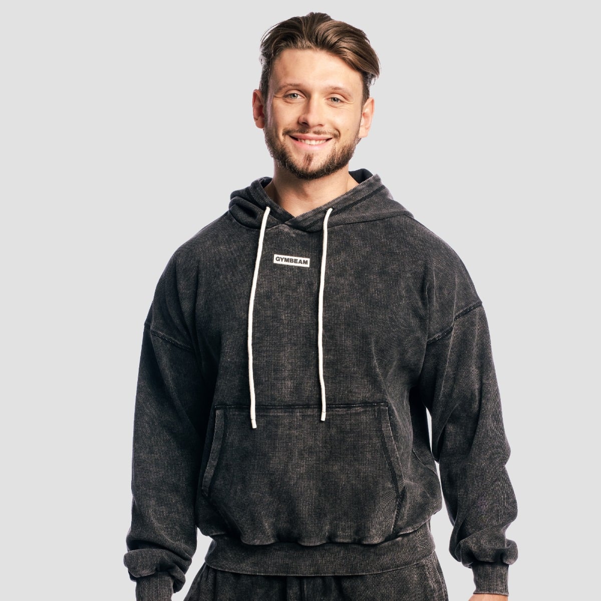 Muški duks Aura Washed Black - GymBeam