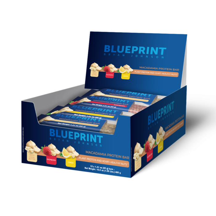 Macadamia protein bars - Blueprint by Bryan Johnson 12 x 40 g
