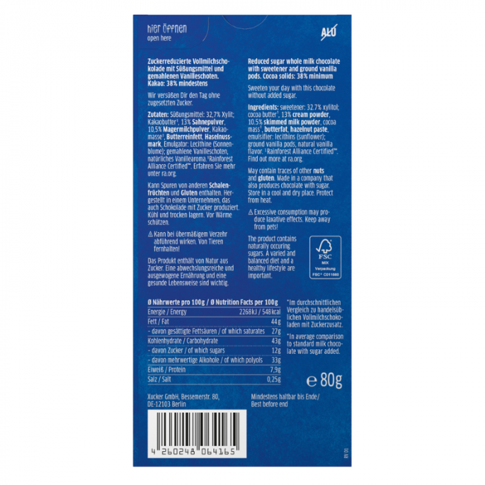 Milk chocolate - Xucker 10 x 80 g