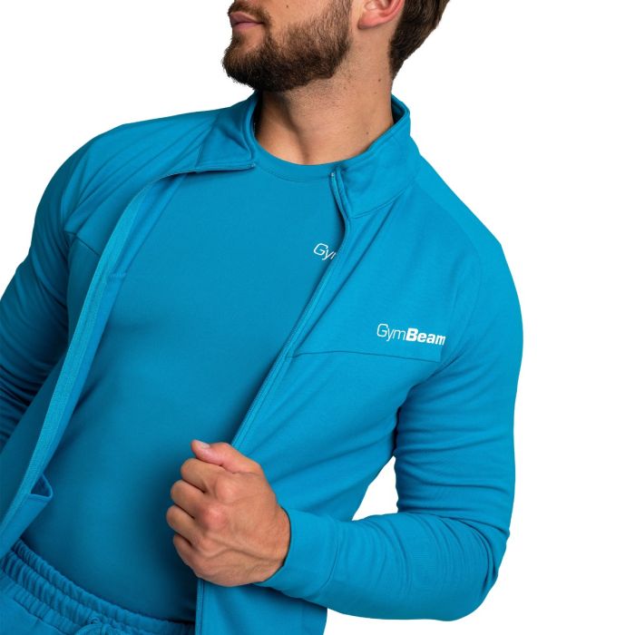 Muška dukserica Zip Up Limitless Aquamarine - GymBeam XXXL