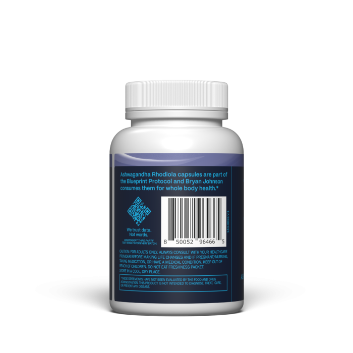 Ashwagandha & Rhodiola - Blueprint by Bryan Johnson 30 καψ.
