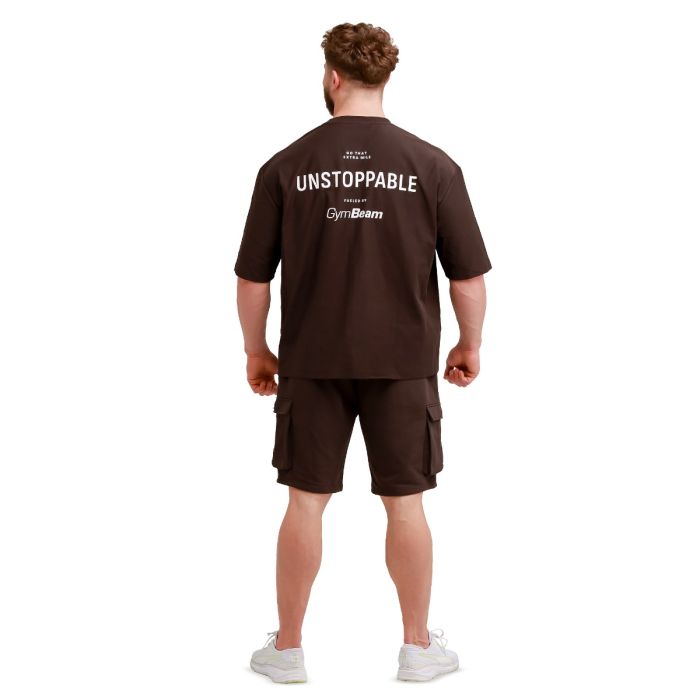 Muška oversized majica Unstoppable Brown - GymBeam XL