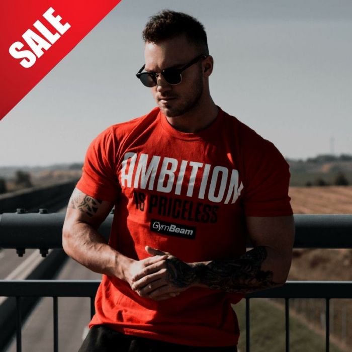  Ambition Is Priceless Red White - GymBeam 