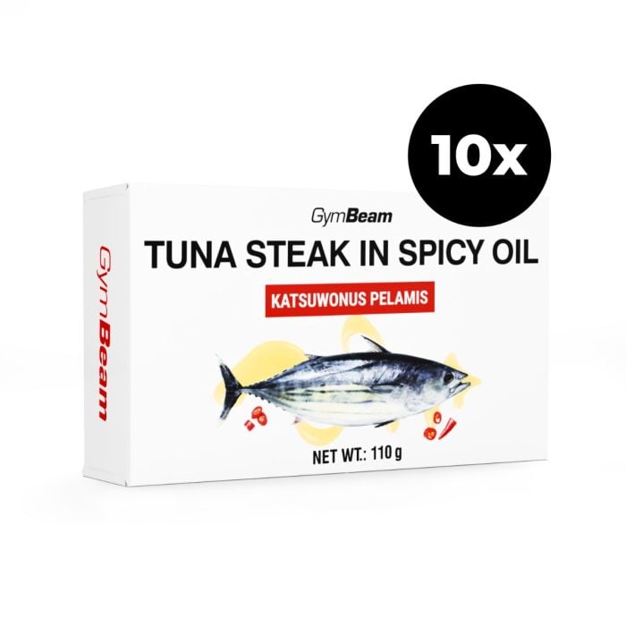 Tuna steak in spicy oil - GymBeam 10 x 110 g