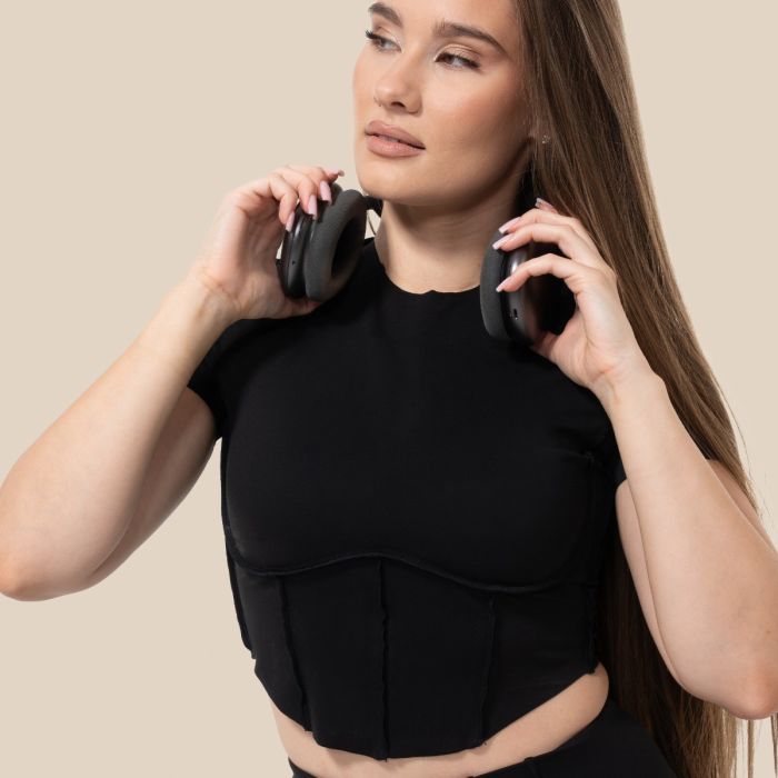 Dámské tričko Cropped Cosmo Black - GymBeam S