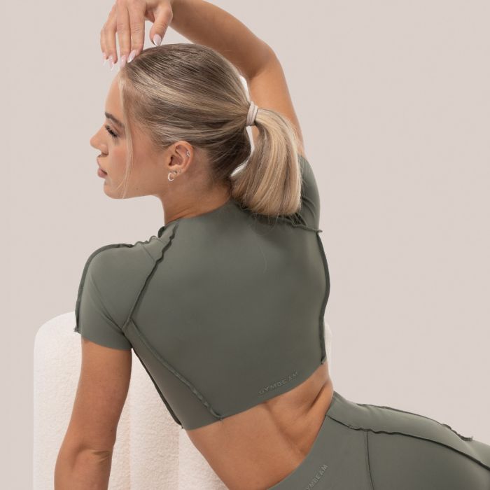 Dámské tričko Cropped Cosmo Olive - GymBeam S