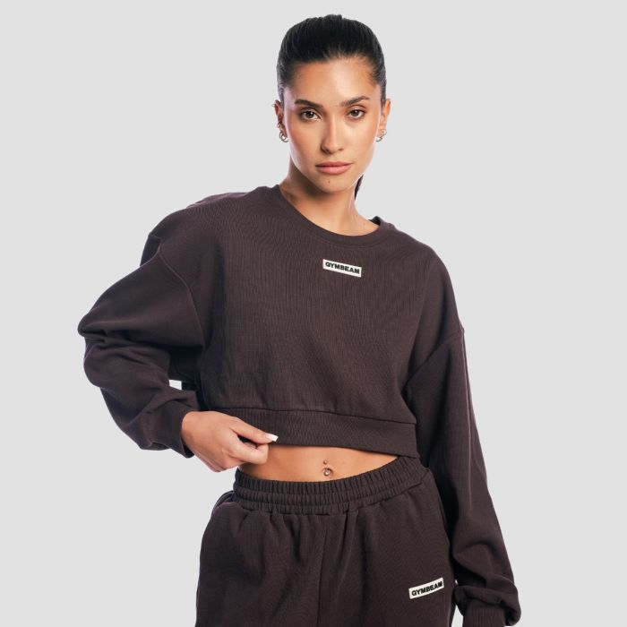 Ženski duks Aura Cropped Tee Brown - GymBeam M