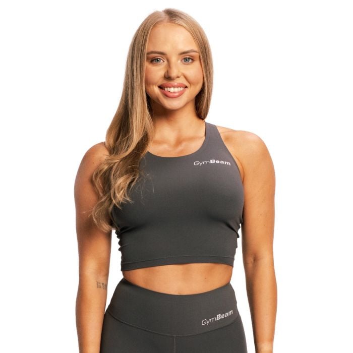 Ženski sportski top BEAT Charcoal - GymBeam XXL