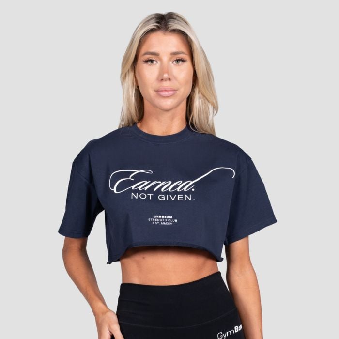 Women‘s Earned Cropped T-shirt Midnight - GymBeam M