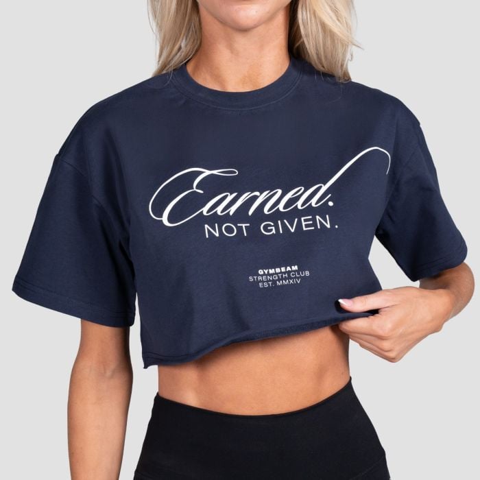 Women‘s Earned Cropped T-shirt Midnight - GymBeam M