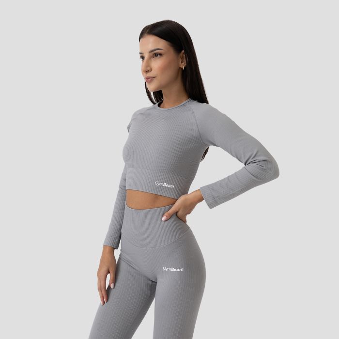 Ženski crop top Ribbed FLO Grey - GymBeam S