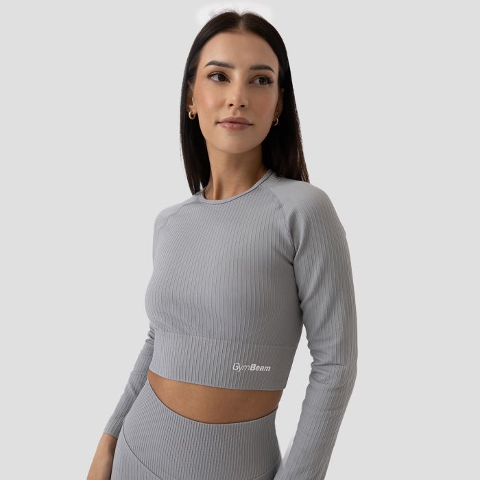 Ženski crop top Ribbed FLO Grey - GymBeam S