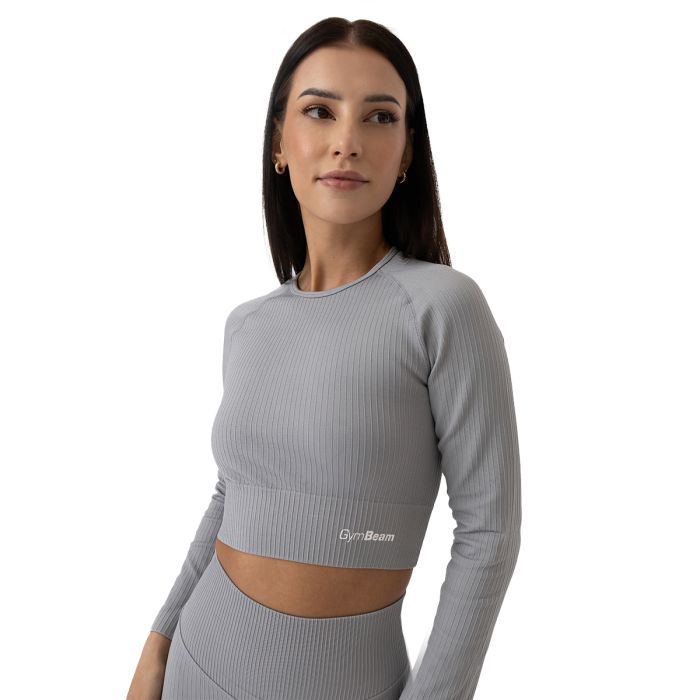 Ženski crop top Ribbed FLO Grey - GymBeam S