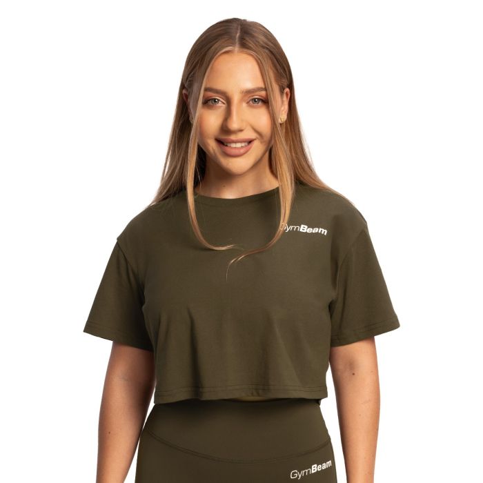 Ženska majica Limitless Cropped Espresso - GymBeam XXL
