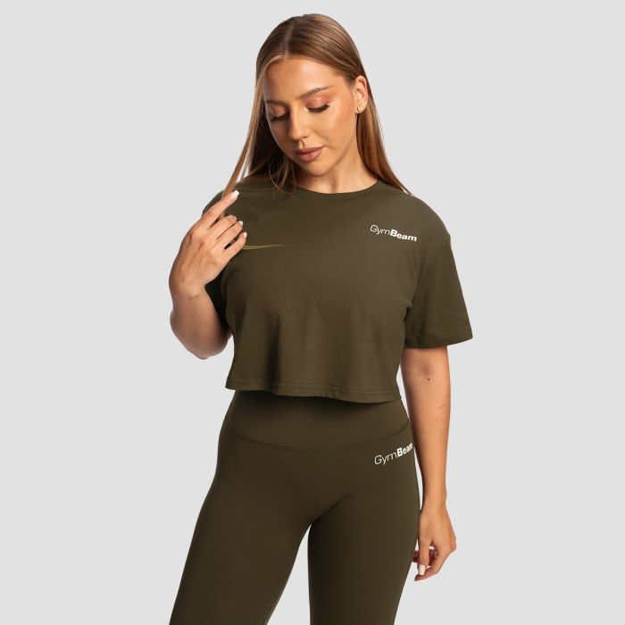 Ženska majica Limitless Cropped Espresso - GymBeam XXL