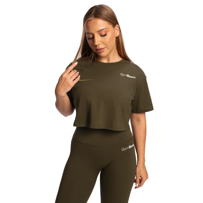 Ženska majica Limitless Cropped Espresso - GymBeam XXL