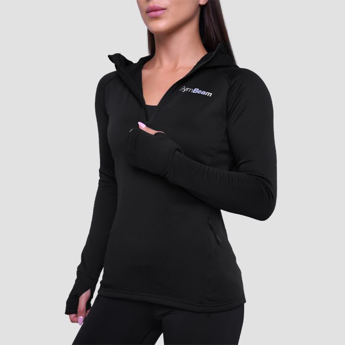 Ženska majica za trčanje 1/2 Zip Black - GymBeam M