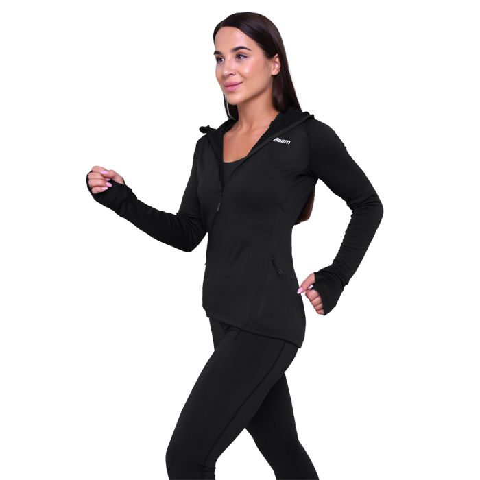 Ženska majica za trčanje 1/2 Zip Black - GymBeam M