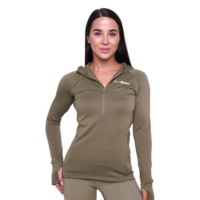 Ženska majica za trčanje 1/2 Zip Vetiver - GymBeam XXL