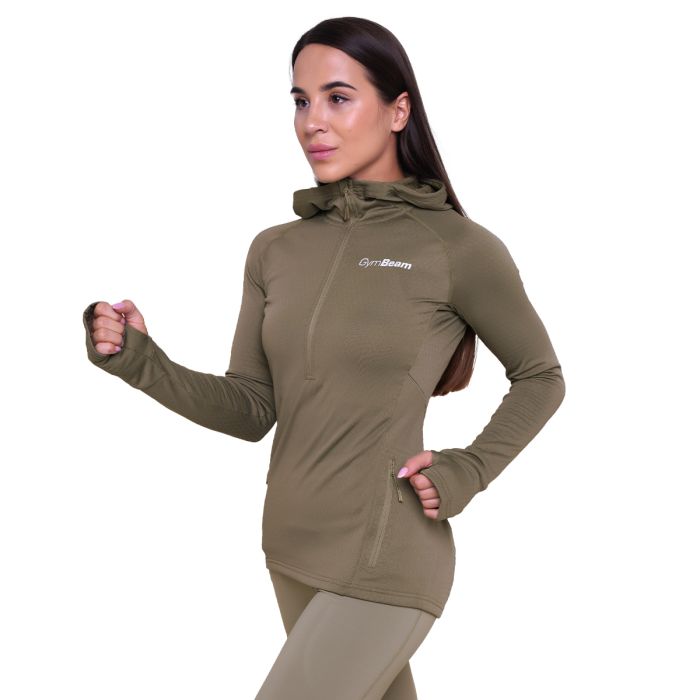 Ženska majica za trčanje 1/2 Zip Vetiver - GymBeam XXL