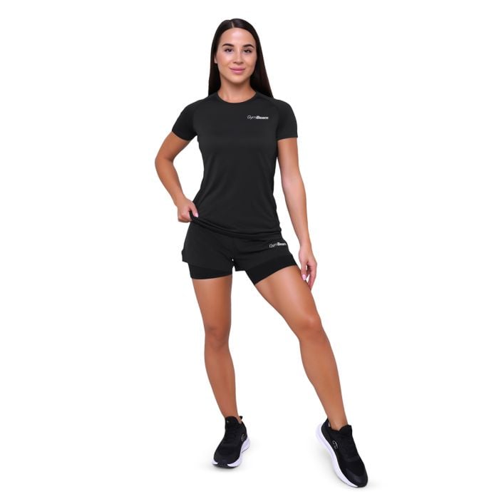 Ženska majica za trčanje Pulse Black - GymBeam XXL