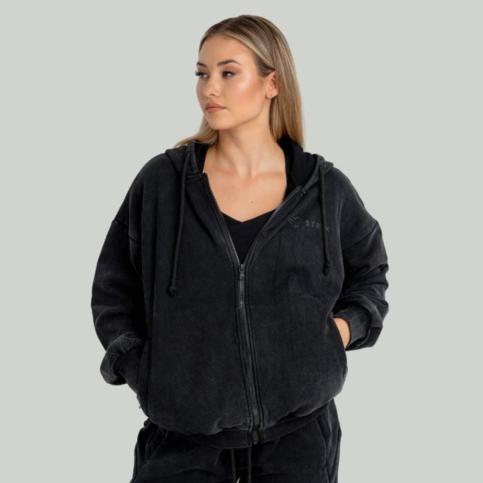 Ženski duks Zip Up Washed Black - STRIX L