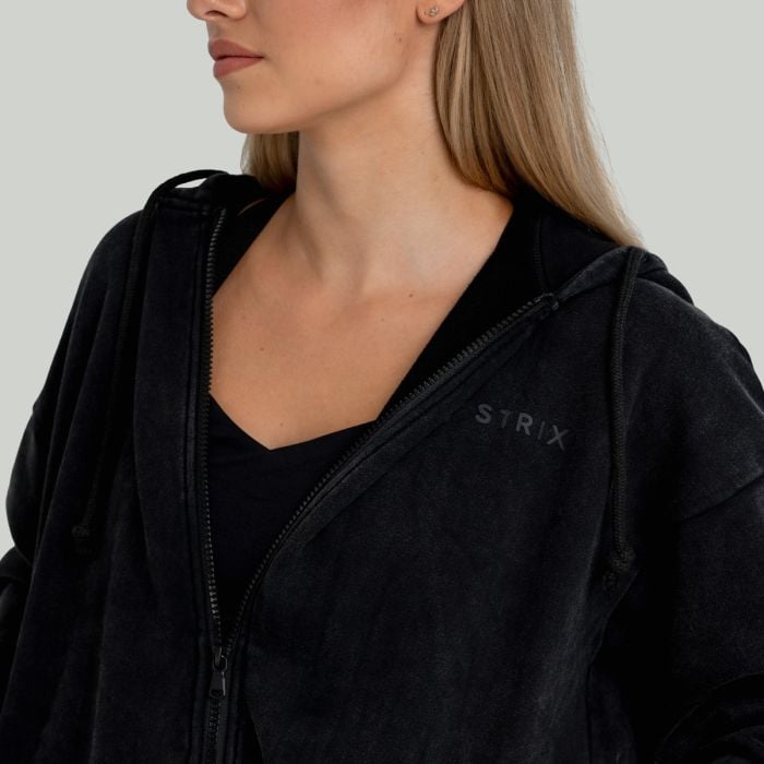 Ženski duks Zip Up Washed Black - STRIX L