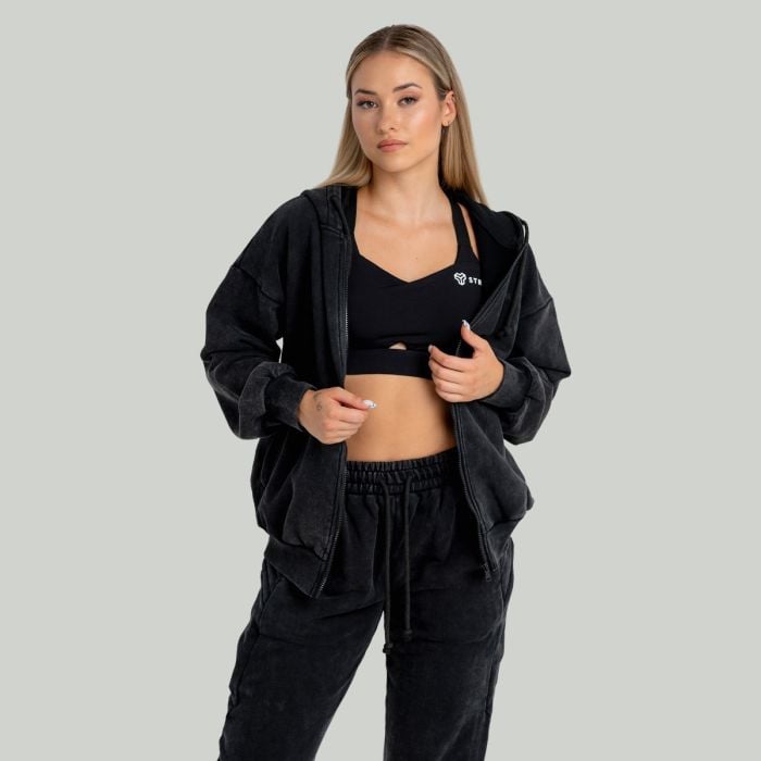 Ženski duks Zip Up Washed Black - STRIX L