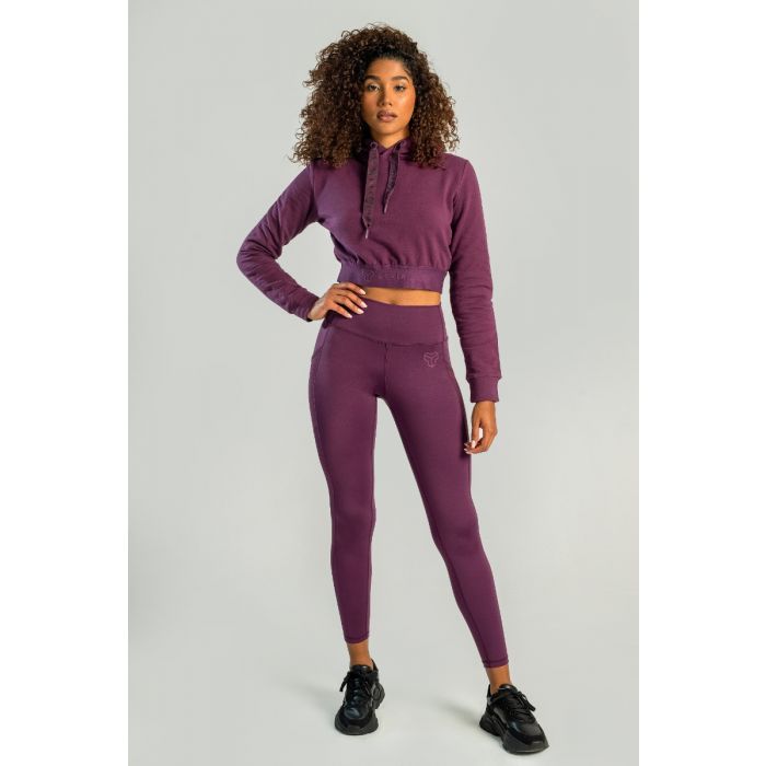 Ženski duks Essential Cropped Hoodie Plum - STRIX S
