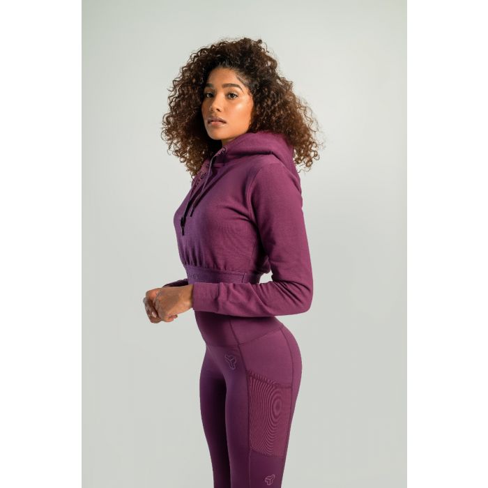Ženski duks Essential Cropped Hoodie Plum - STRIX S