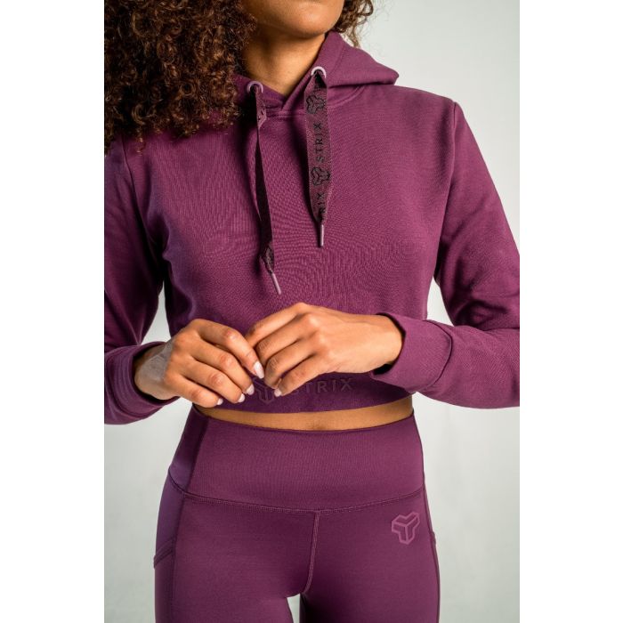 Ženski duks Essential Cropped Hoodie Plum - STRIX S