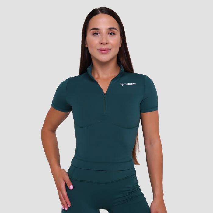 Ženska majica Ignite Cropped Dark Green - GymBeam L