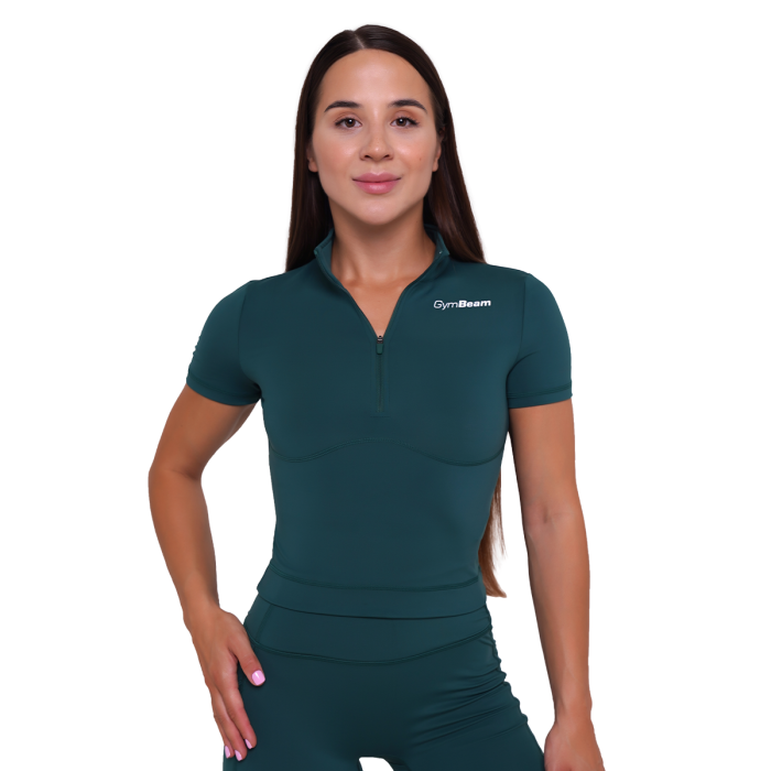 Ženska majica Ignite Cropped Dark Green - GymBeam L