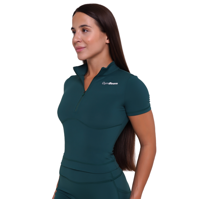 Ženska majica Ignite Cropped Dark Green - GymBeam L