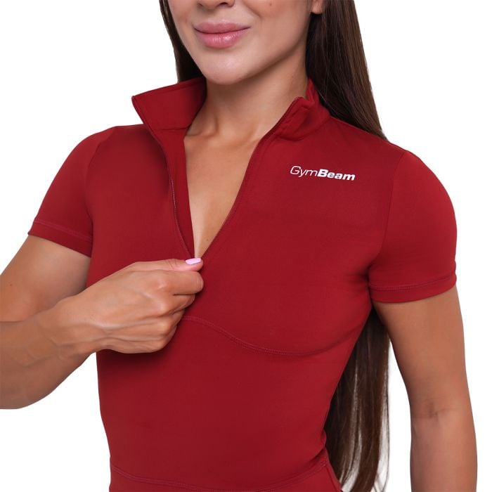 Ženska majica Ignite Cropped Dark Red - GymBeam L