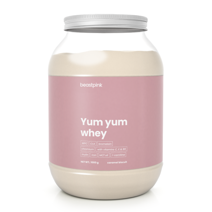 Yum Yum Whey - BeastPink 1000 g - karamel biskvit
