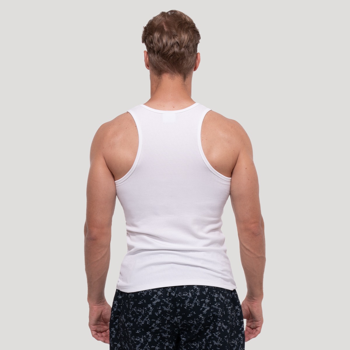 Bela rebrasta majica Persistence - GymBeam